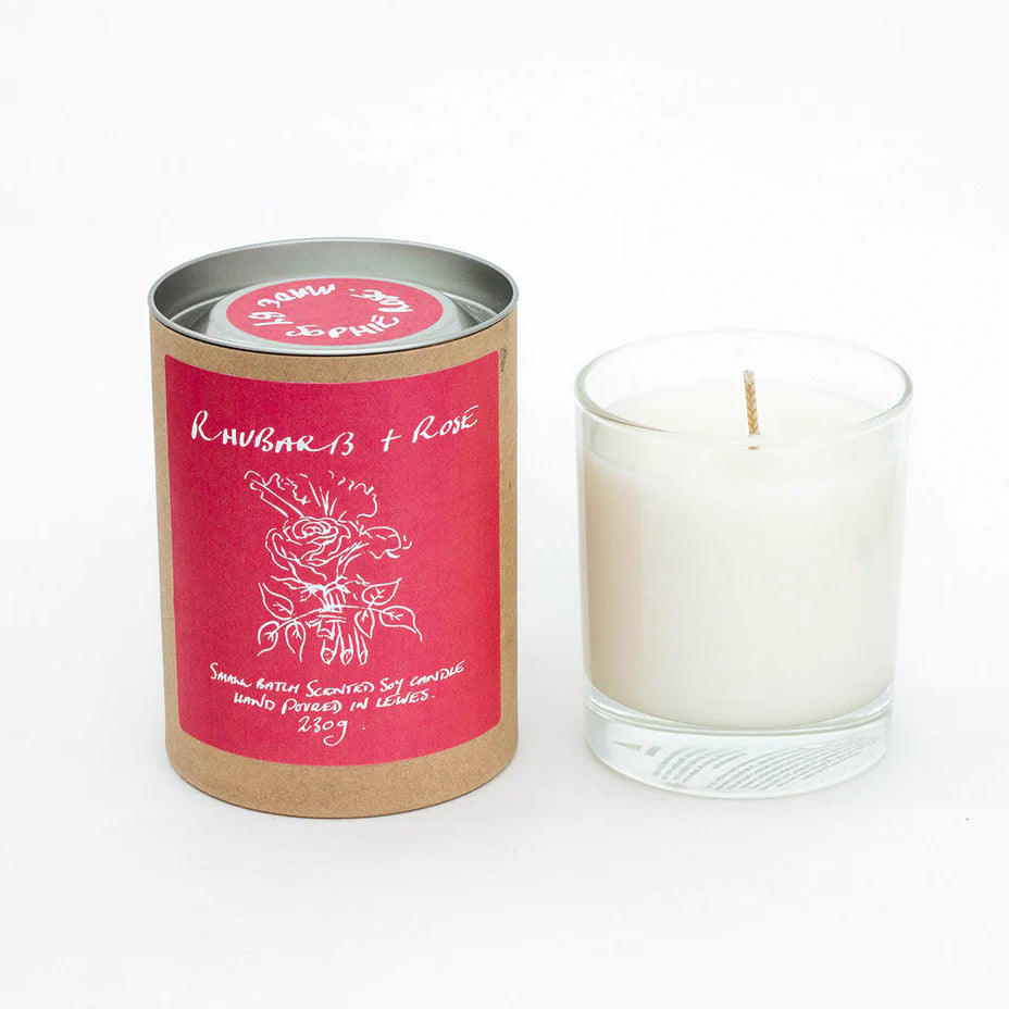 Rhubarb + Rose Large Scented Soy Candle